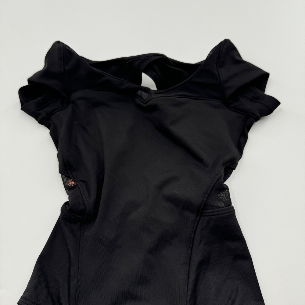 Bloch Kids Black Dance Leotard | Open Back Mesh Detail | Short Sleeve | Size 4–6 - Picture 5 of 6